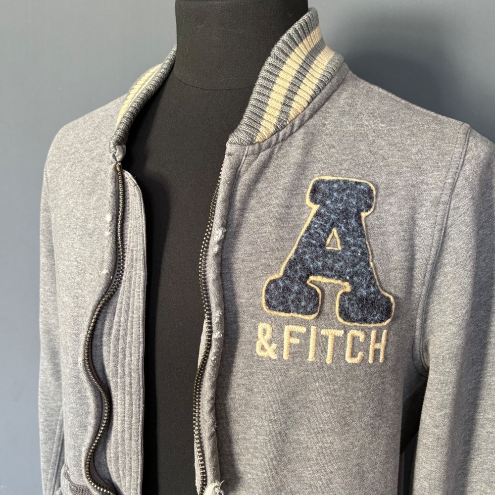 Vintage Abercrombie & Fitch‎ Varsity Track Jacket | Size M | Y2K Gray Letterman